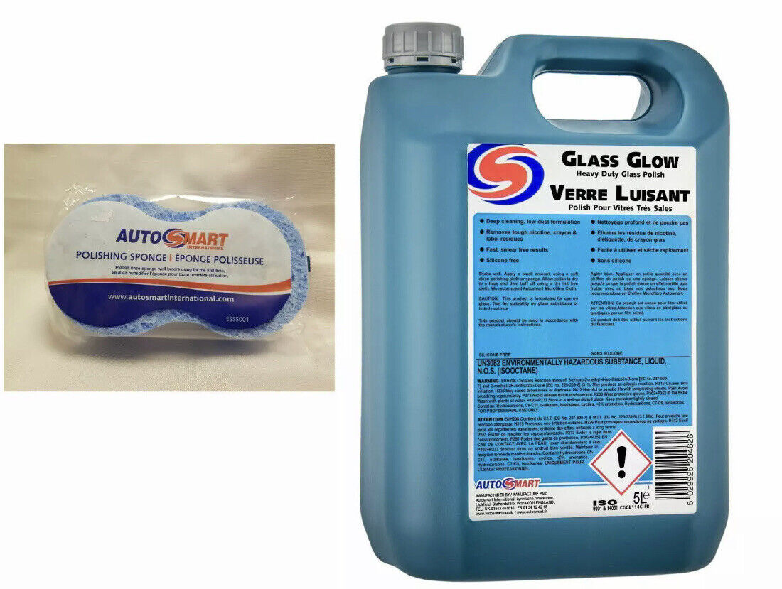 3 x AUTOSMART GLASS GLOW Glass Polish Deep Cleaner Low Dust 5L FREE DELIVERY