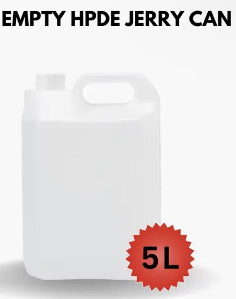 HDPE Empty 5 Litre Jerry Can Container plastic Bottle & tamper evident cap x 1