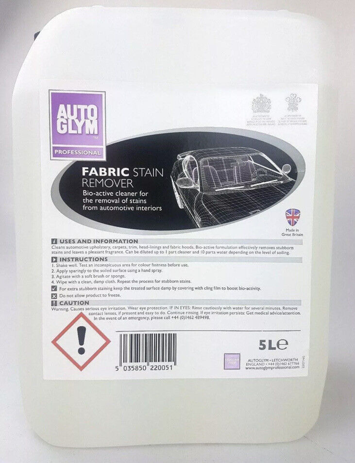 2 x Autoglym Trade Fabric Stain Remover 5 Litre 5L Free Postage Interior Cleaner