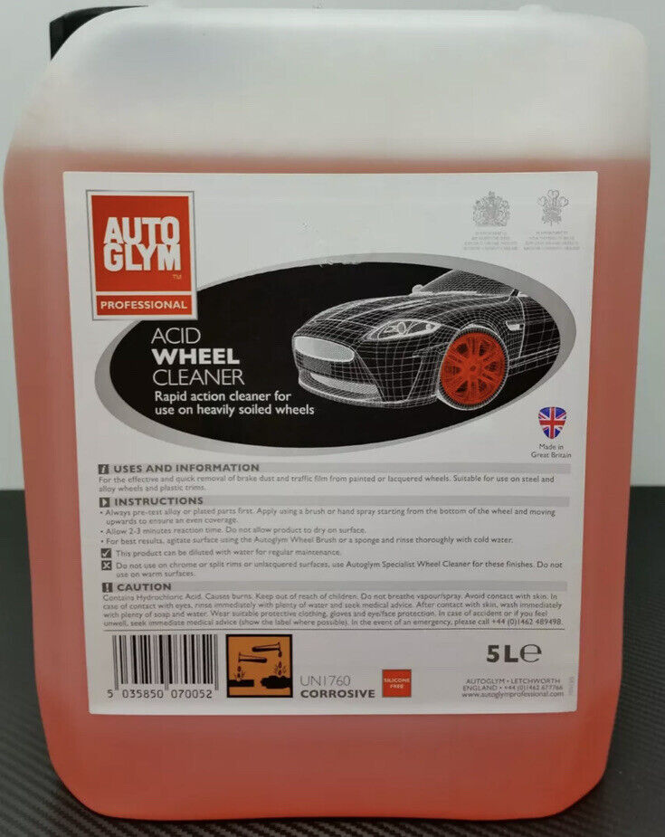 12 x Autoglym Trade Acid Wheel Cleaner 5 Litre 5 L Plastic Brake Dust
