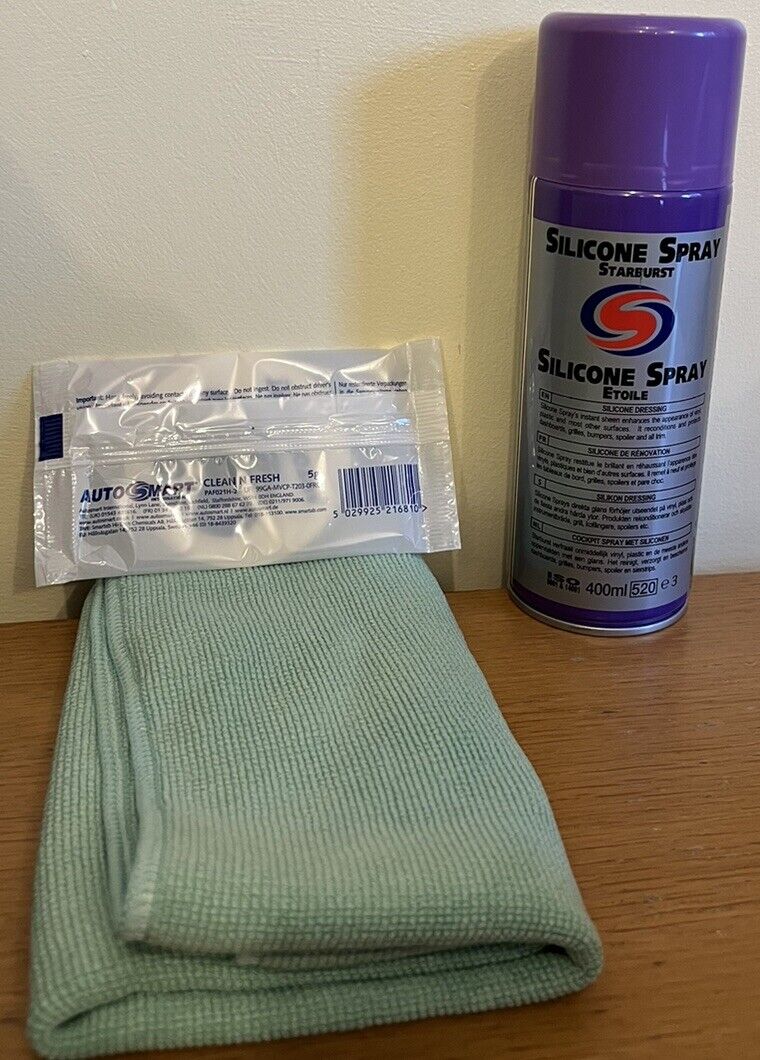 Autosmart Starburst Silicone Spray, Plastic Dressing, Free Cloth & Air Freshner