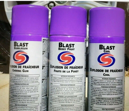 6 X AUTOSMART BLAST AIR FRESHENER  2 X COOL.2 X BERRY FRUIT. 2 X BUBBLEGUM. MIX