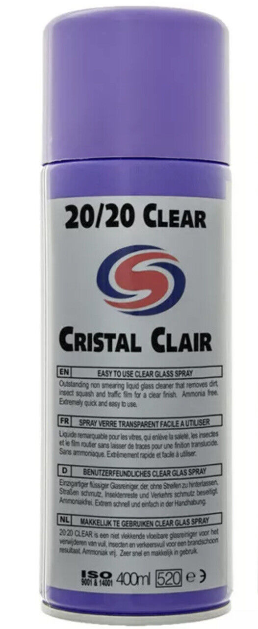 12 x AUTOSMART 20/20 CRISTAL CLEAR 400ML - EASY TO USE GLASS CLEAR SPRAY -TRADE