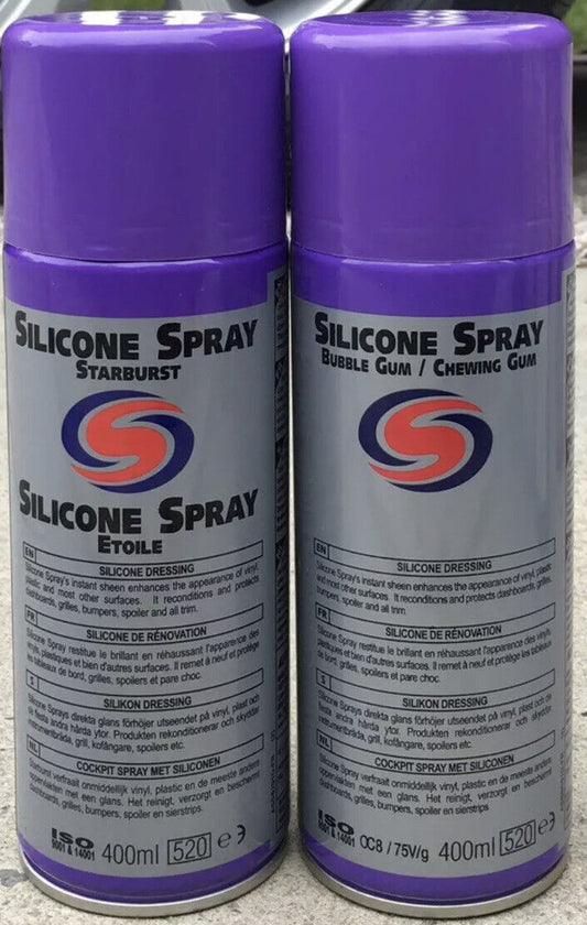 2 X Autosmart Silicone Spray - BUBBLEGUM & STARBURST (dressing cars) TRADE
