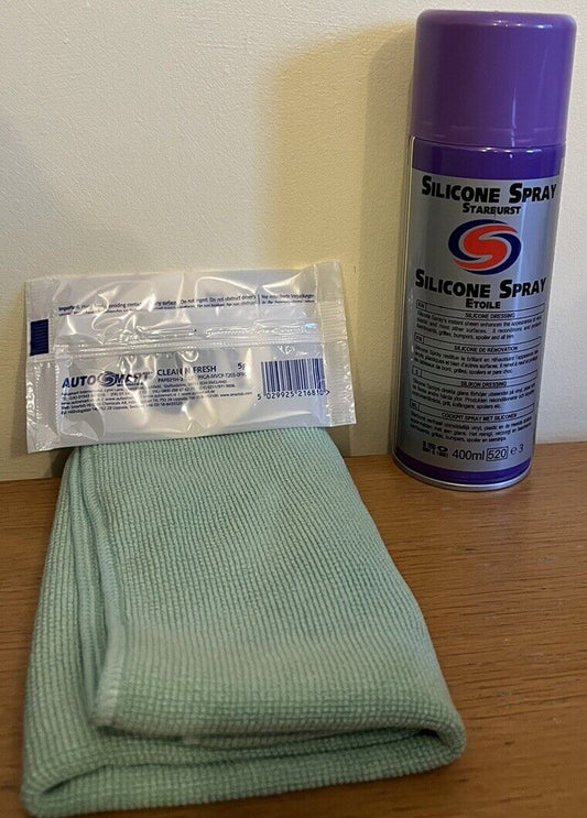 Autosmart Starburst Silicone Spray, Plastic Dressing, Free Cloth & Air Freshner