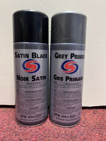 Autosmart Grey Primer 400ml & Autosmart Satin Black 400 ml FREE DELIVERY