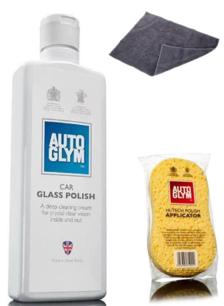2 x AUTOGLYM CAR GLASS POLISH 325ml + FREE Sponge + Micro Cloth FREE DELIVERY