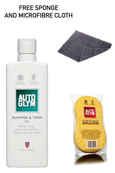 3 x AUTOGLYM BUMPER AND TRIM GEL BUMPER CARE 325ML Free Sponge+ Microfibre Cloth