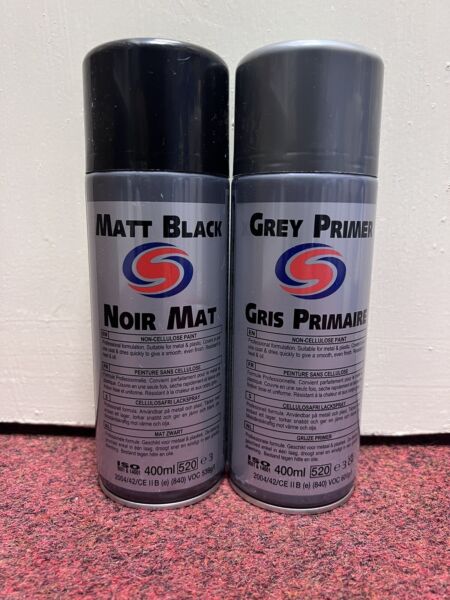 Autosmart Grey Primer 400ml & Autosmart Matt Black 400 ml FREE DELIVERY