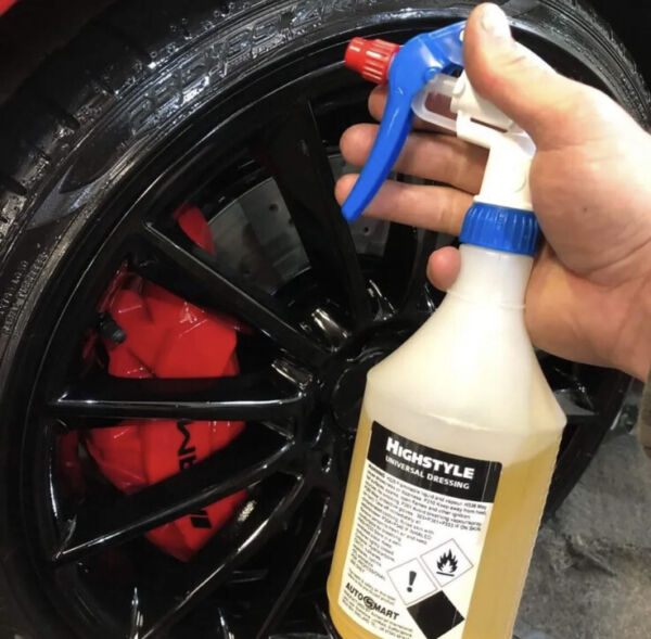 AUTOSMART HIGH STYLE TYRE SHINE DRESSING - 600ml SPRAY BOTTLE & Cloth