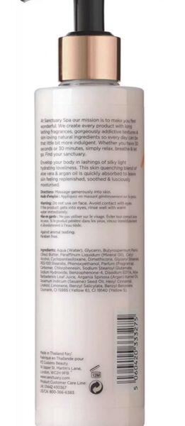 Sanctuary Spa Body Lotion, Vegan Body Moisturiser with Aloe Vera and Argan Oil,